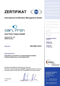 Carl Froh Tubes Zertifikat ISO9001
