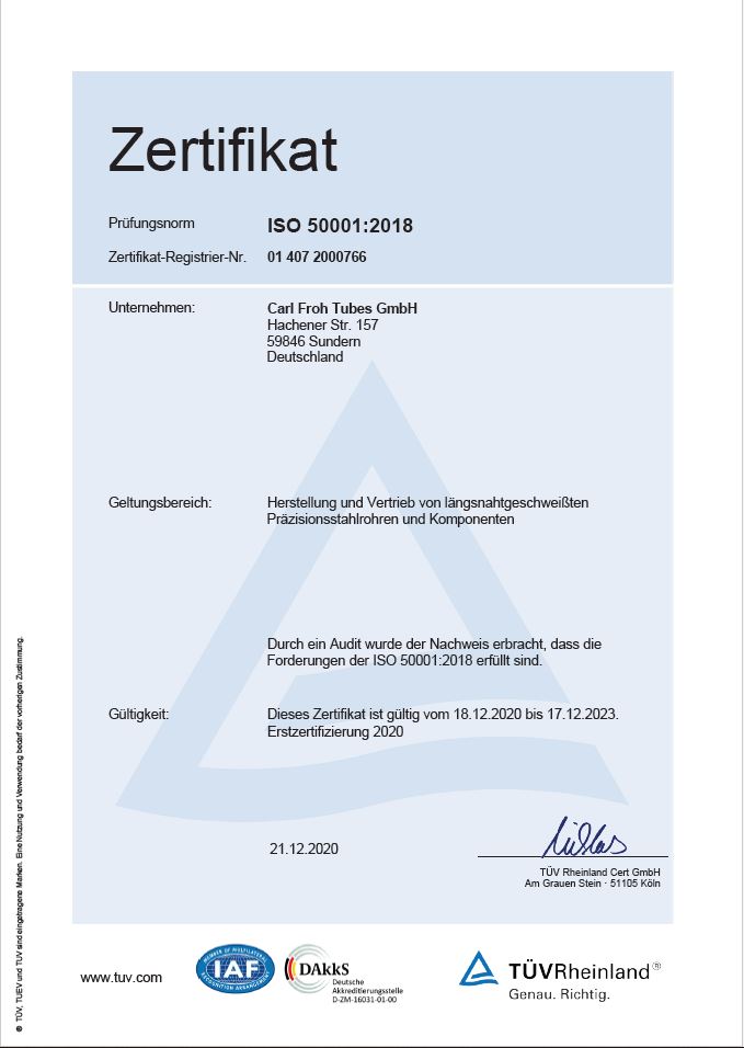 ISO 500001 Zertifikat